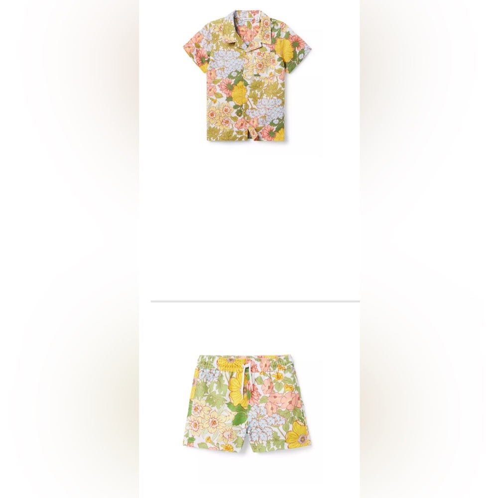 Janie and Jack Floral Shirt and Shorts Set - Yellow and Green